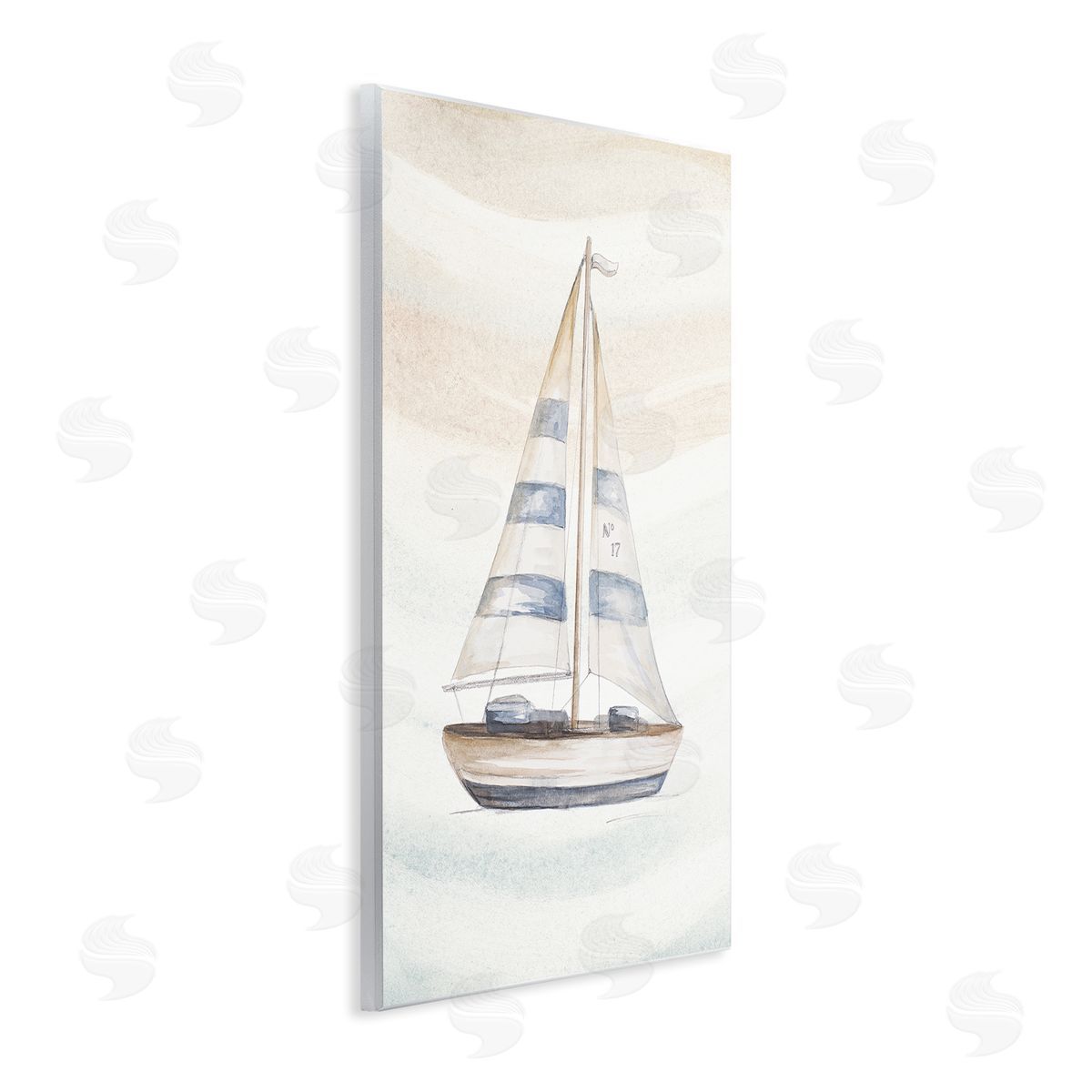 Patricia Pinto Nautical Sailboat Drifting Pale Abstract Ocean Waves  Wall Plaque Art Print