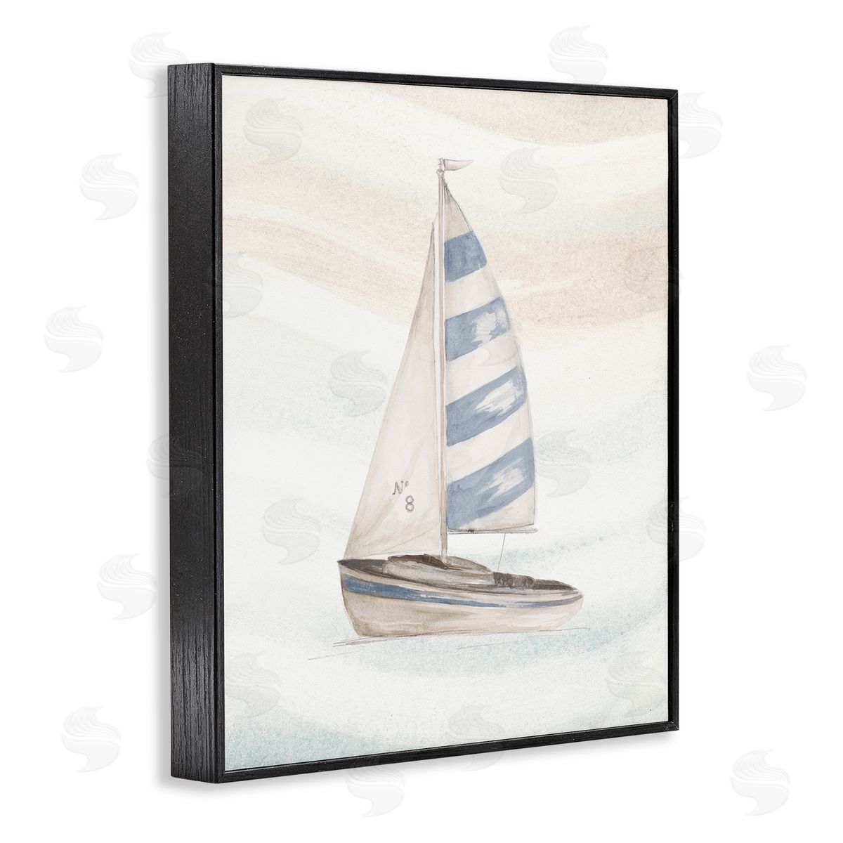 Patricia Pinto Sailing Calm Ocean Waves Lone Boat Drifting Black Framed Giclee Wall Art Print