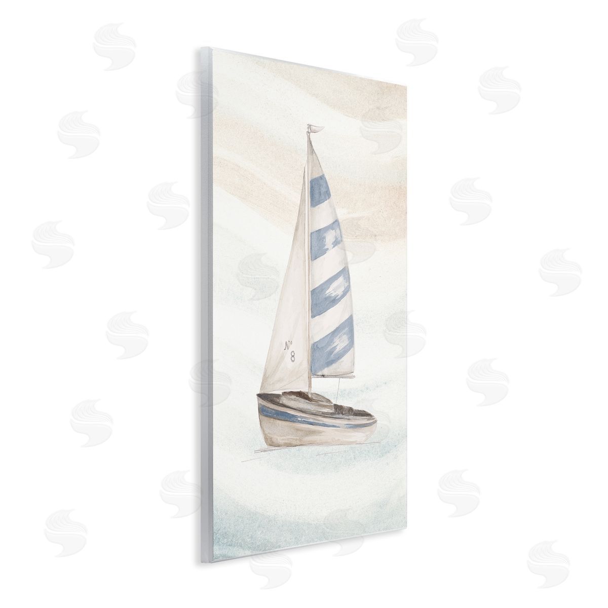 Patricia Pinto Sailing Calm Ocean Waves Lone Boat Drifting Wall Plaque Art Print