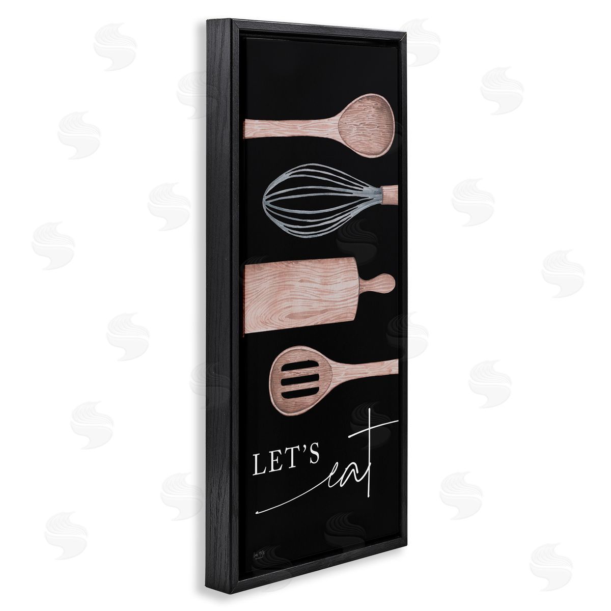 Let's Eat with Kitchen Utensils Black Floating Frame Canvas Wall Art, Home Decor by Lux + Me Designs