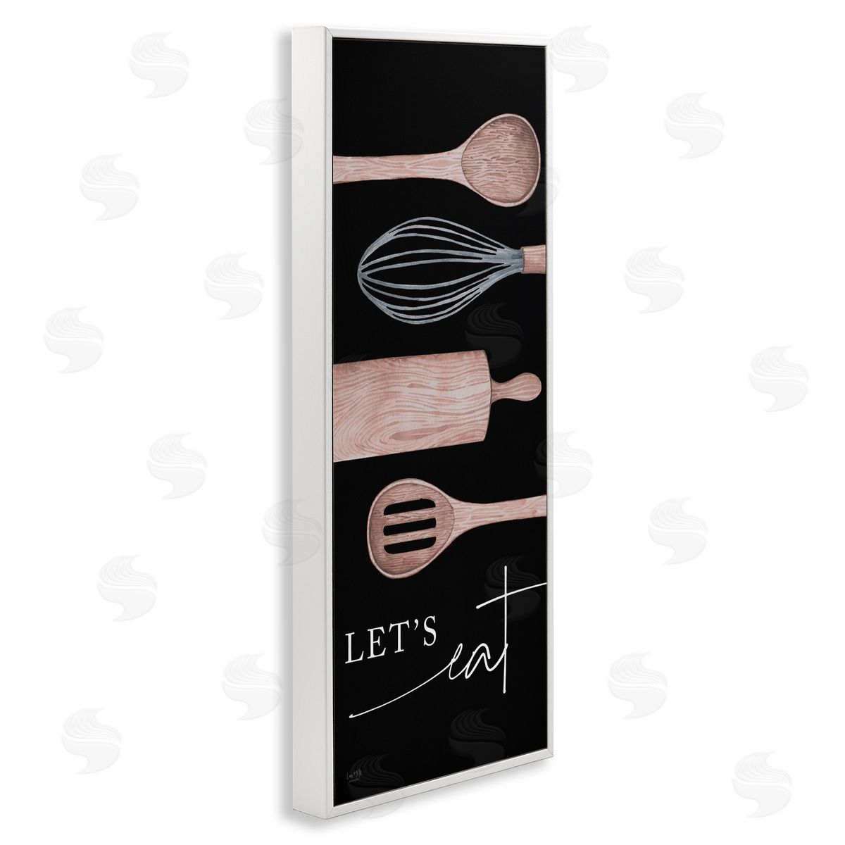 Let's Eat with Kitchen Utensils White Frame Print Wall Art, Home Decor by Lux + Me Designs