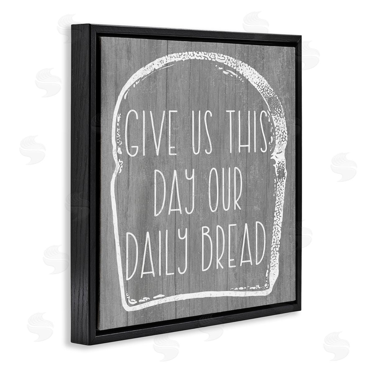 Stupell Studio Our Daily Bread Fun Religious Kitchen Phrase  Black Floating Frame Canvas Wall Art Print