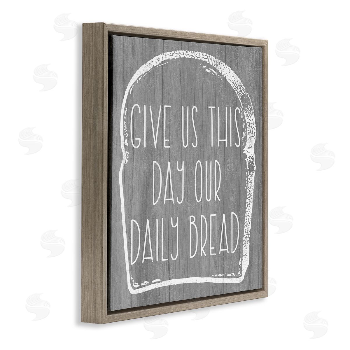Stupell Studio Our Daily Bread Fun Religious Kitchen Phrase  Brown Floating Frame Canvas Wall Art Print