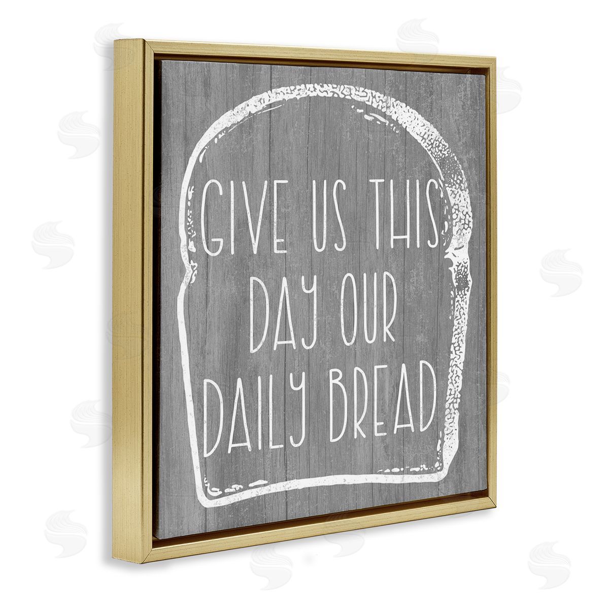 Stupell Studio Our Daily Bread Fun Religious Kitchen Phrase  Gold Floating Frame Canvas Wall Art Print