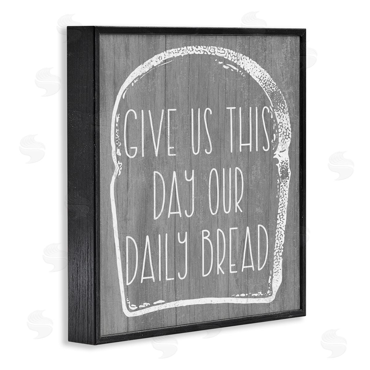 Stupell Studio Our Daily Bread Fun Religious Kitchen Phrase  Black Framed Glicee Wall Art Print