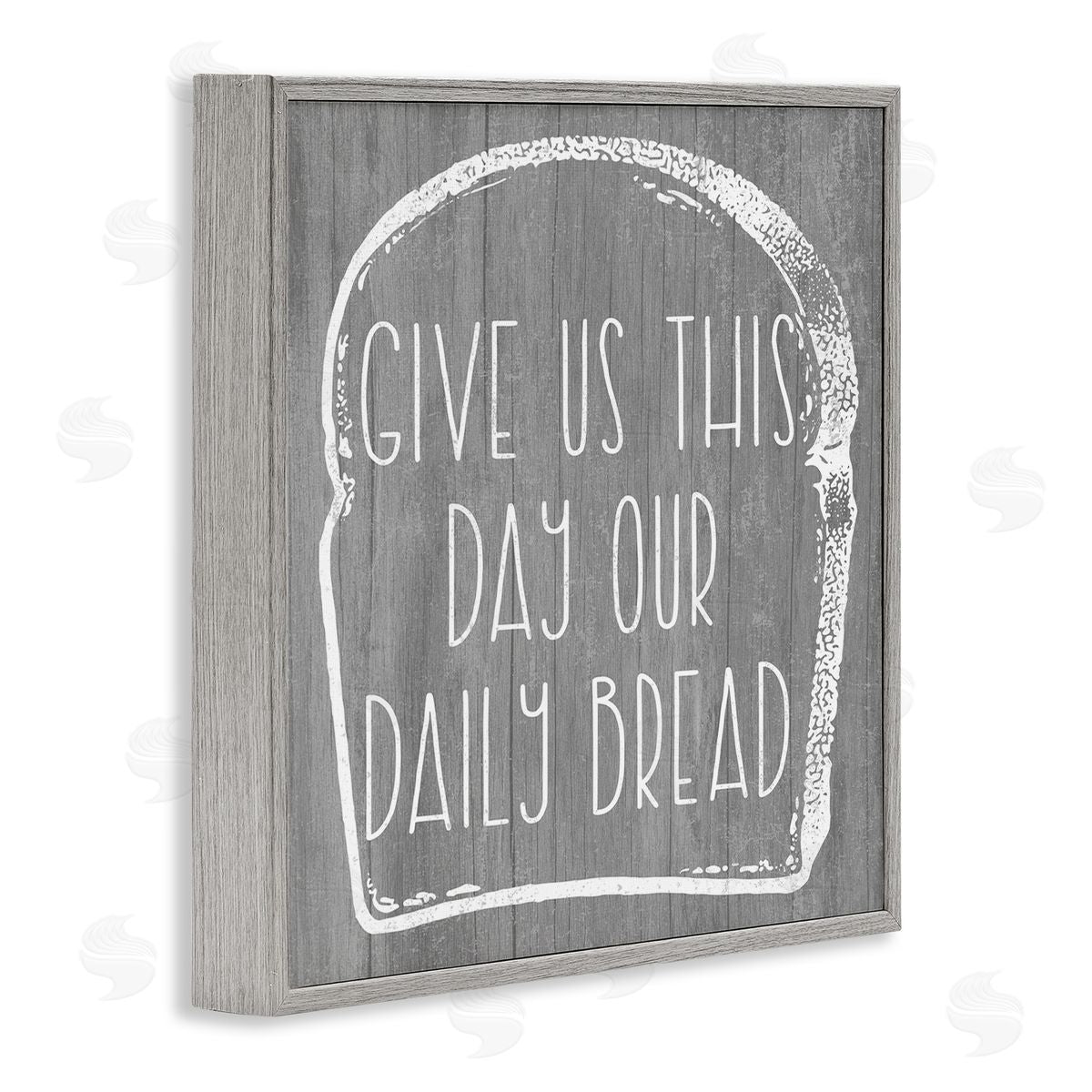 Stupell Studio Our Daily Bread Fun Religious Kitchen Phrase  Gray Framed Glicee Wall Art Print