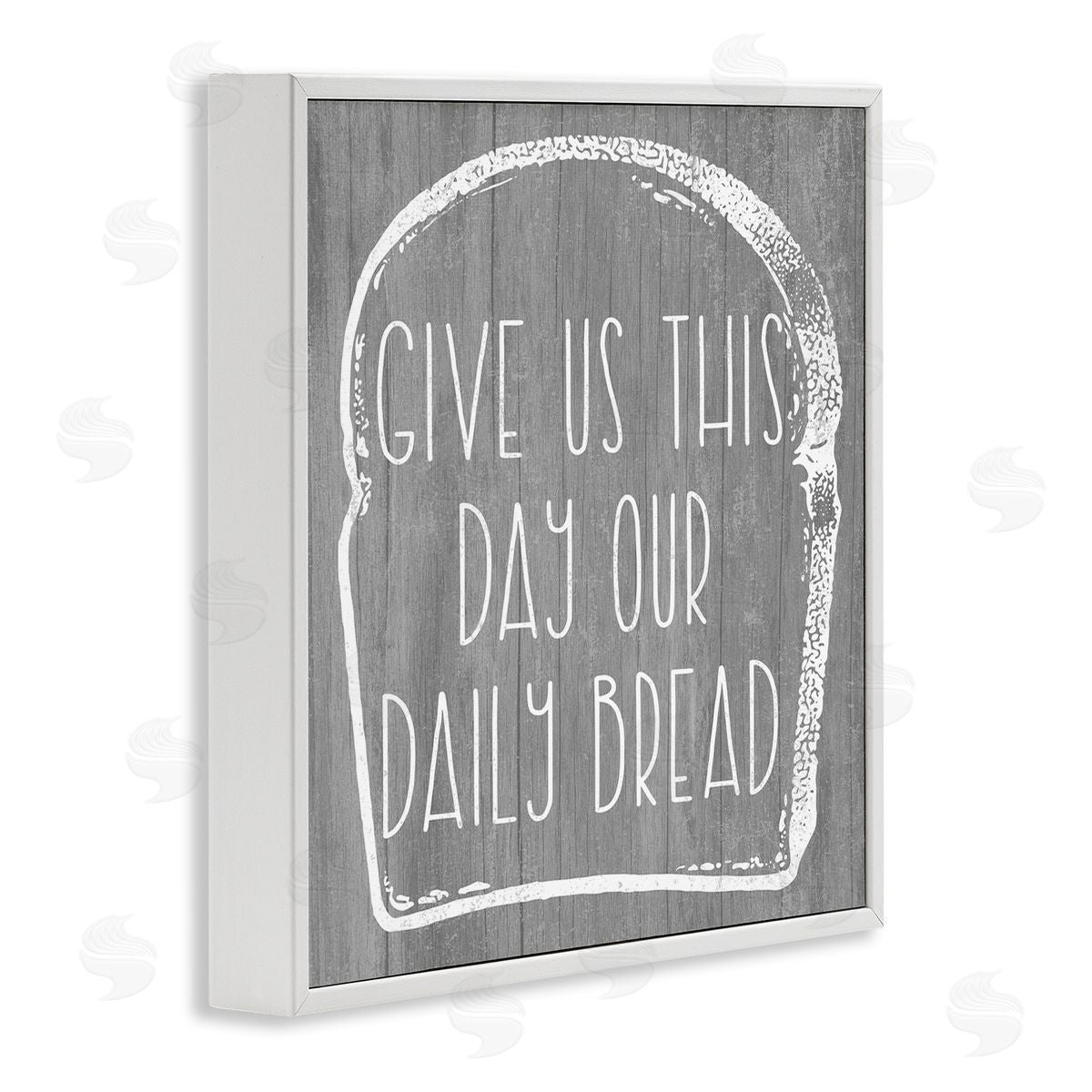 Stupell Studio Our Daily Bread Fun Religious Kitchen Phrase  White Framed Glicee Wall Art Print