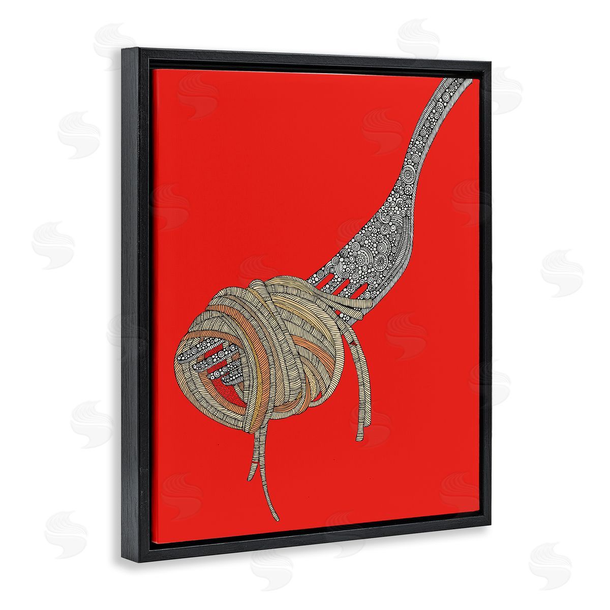 Pop Style Spaghetti Black Floating Frame Canvas Wall Art, Home Decor by Valentina Harper