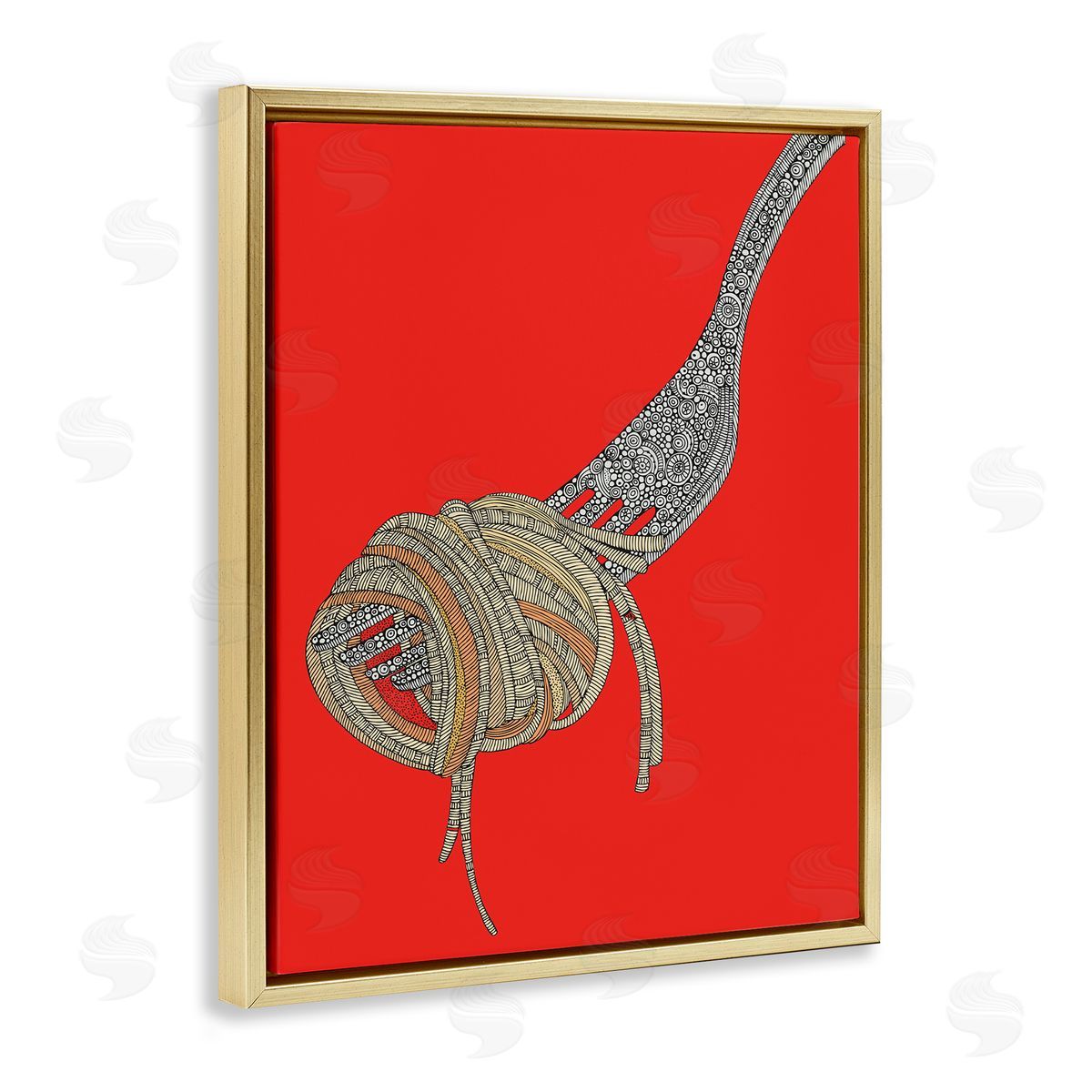 Pop Style Spaghetti Gold Floating Frame Canvas Wall Art, Home Decor by Valentina Harper