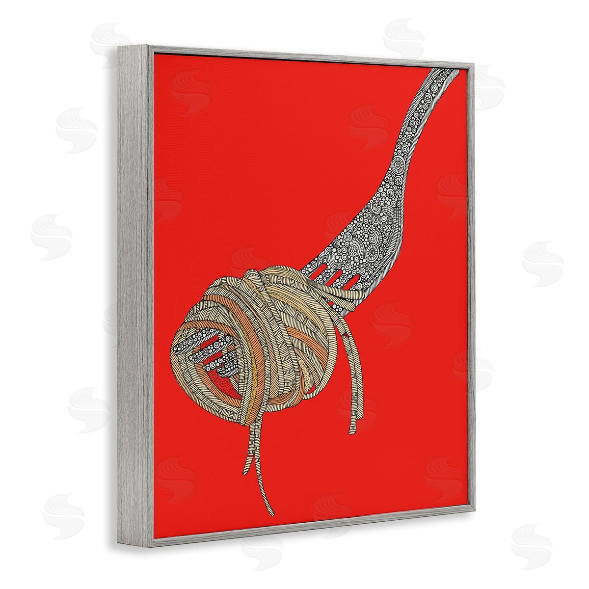 Pop Style Spaghetti Grey Frame Print Wall Art, Home Decor by Valentina Harper