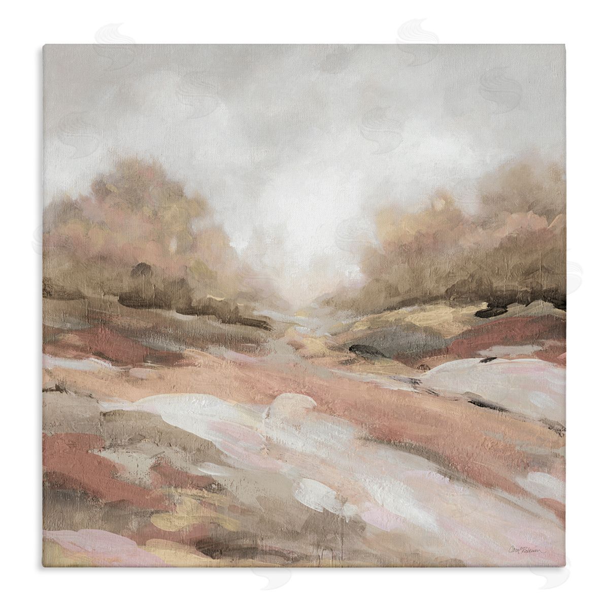 Carol Robinson Abstract Arid Desert Vegetation Hills Landscape Painting Stretched Canvas Wall Art Print