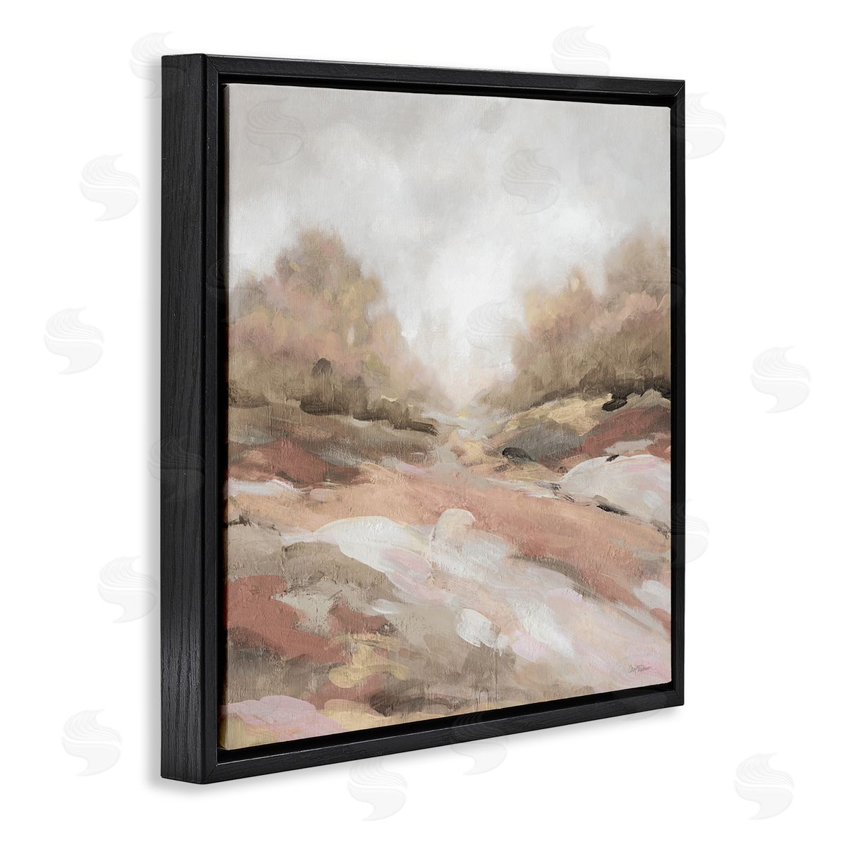 Carol Robinson Abstract Arid Desert Vegetation Hills Landscape Painting Black Floating Frame Canvas Wall Art Print