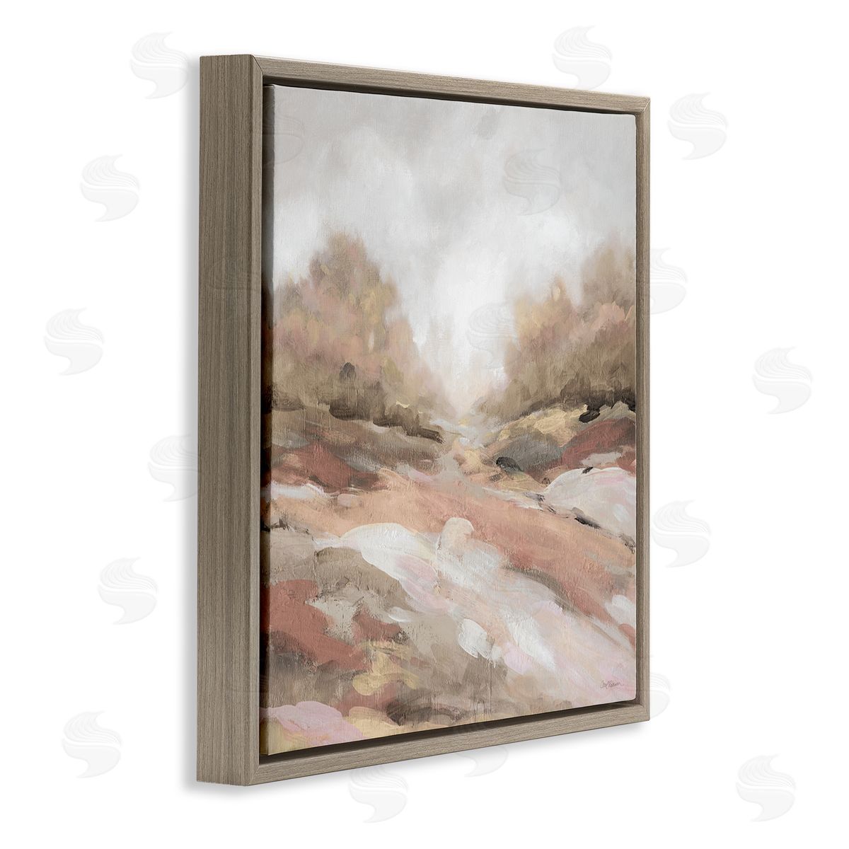 Carol Robinson Abstract Arid Desert Vegetation Hills Landscape Painting Brown Floating Frame Canvas Wall Art Print
