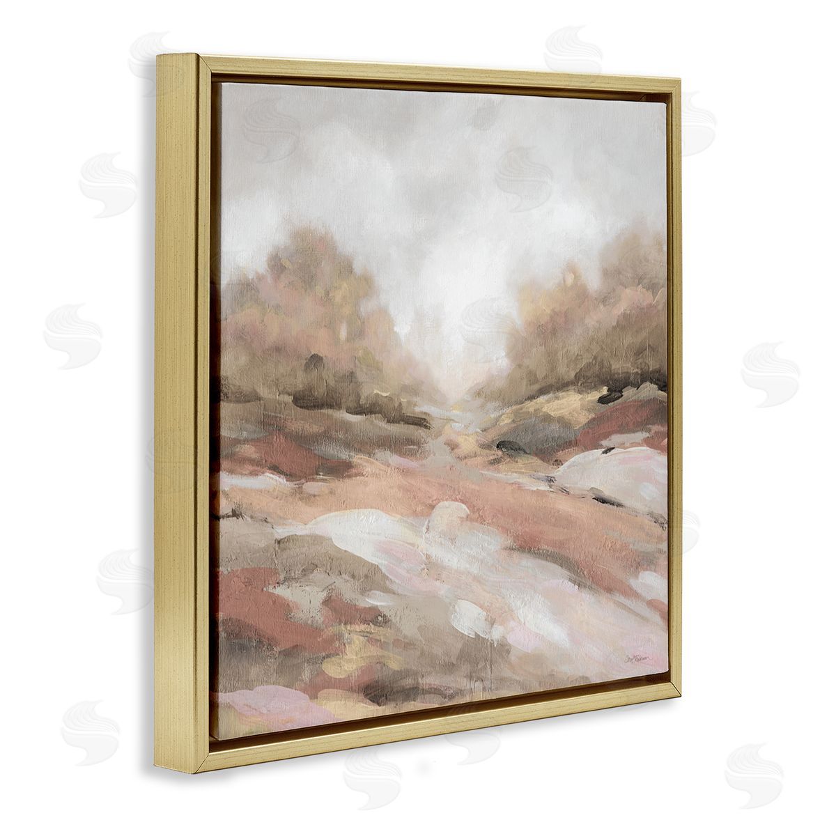Carol Robinson Abstract Arid Desert Vegetation Hills Landscape Painting Gold Floating Frame Canvas Wall Art Print