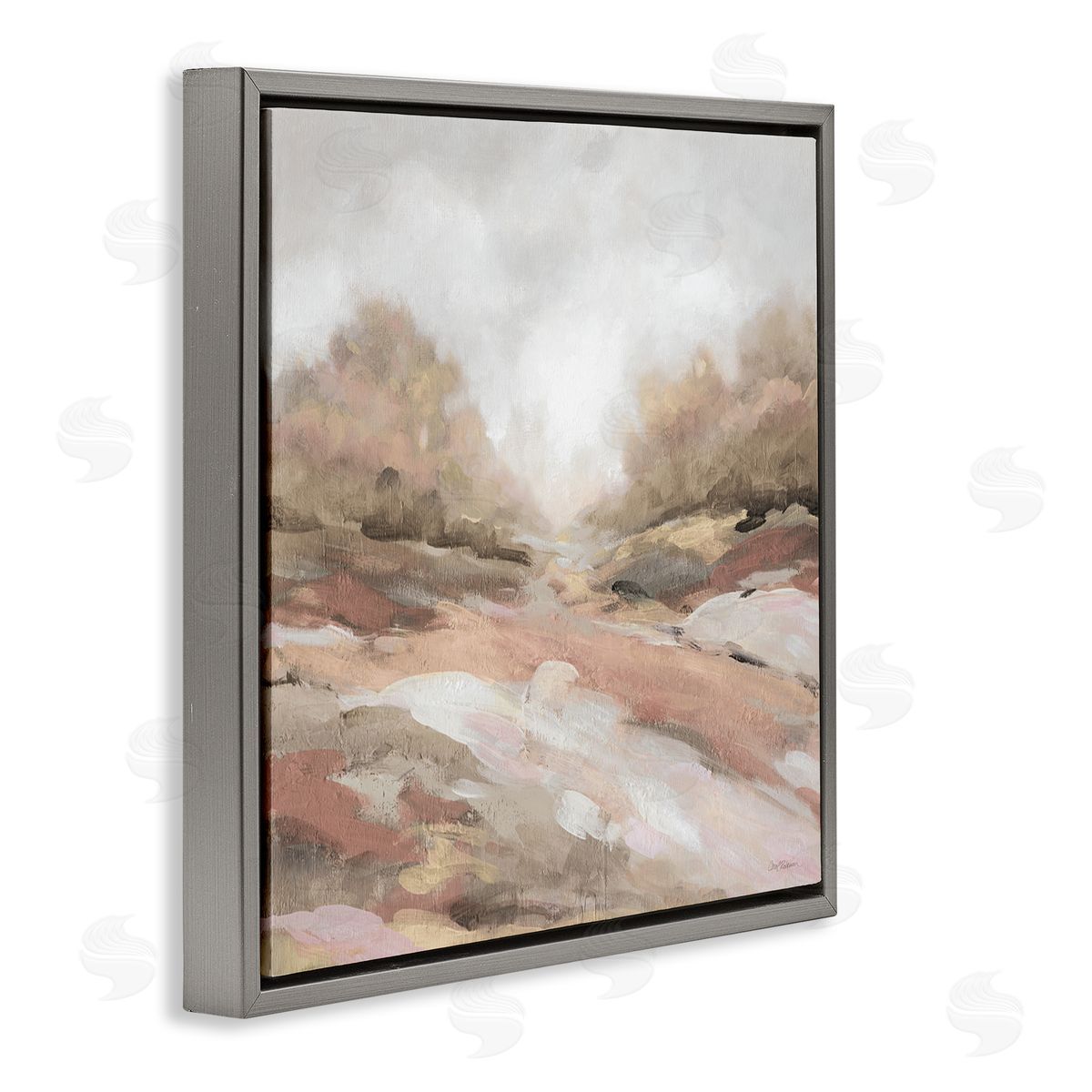 Carol Robinson Abstract Arid Desert Vegetation Hills Landscape Painting Gray Floating Frame Canvas Wall Art Print