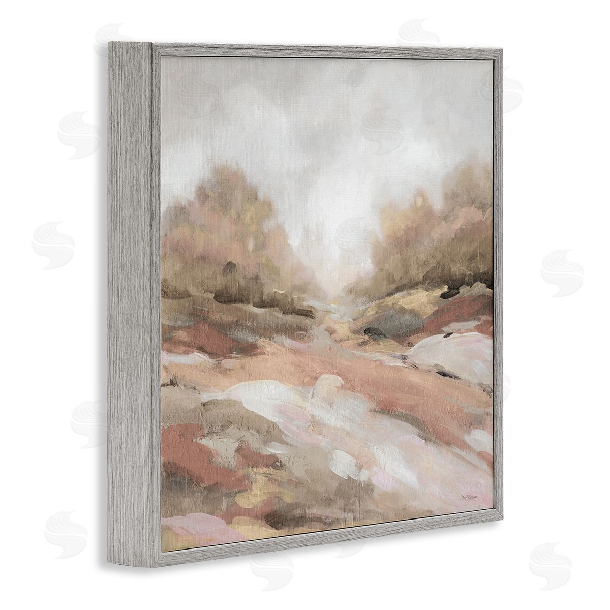 Carol Robinson Abstract Arid Desert Vegetation Hills Landscape Painting Gray Framed Glicee Wall Art Print