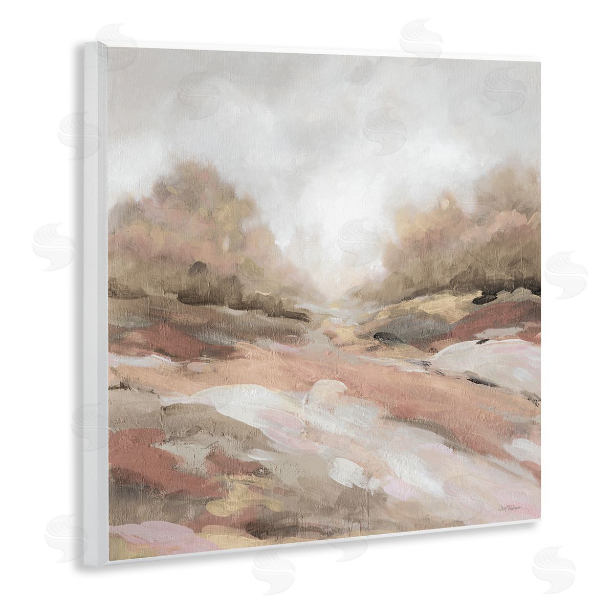 Carol Robinson Abstract Arid Desert Vegetation Hills Landscape Painting Wooden Wall Plaque Art Print