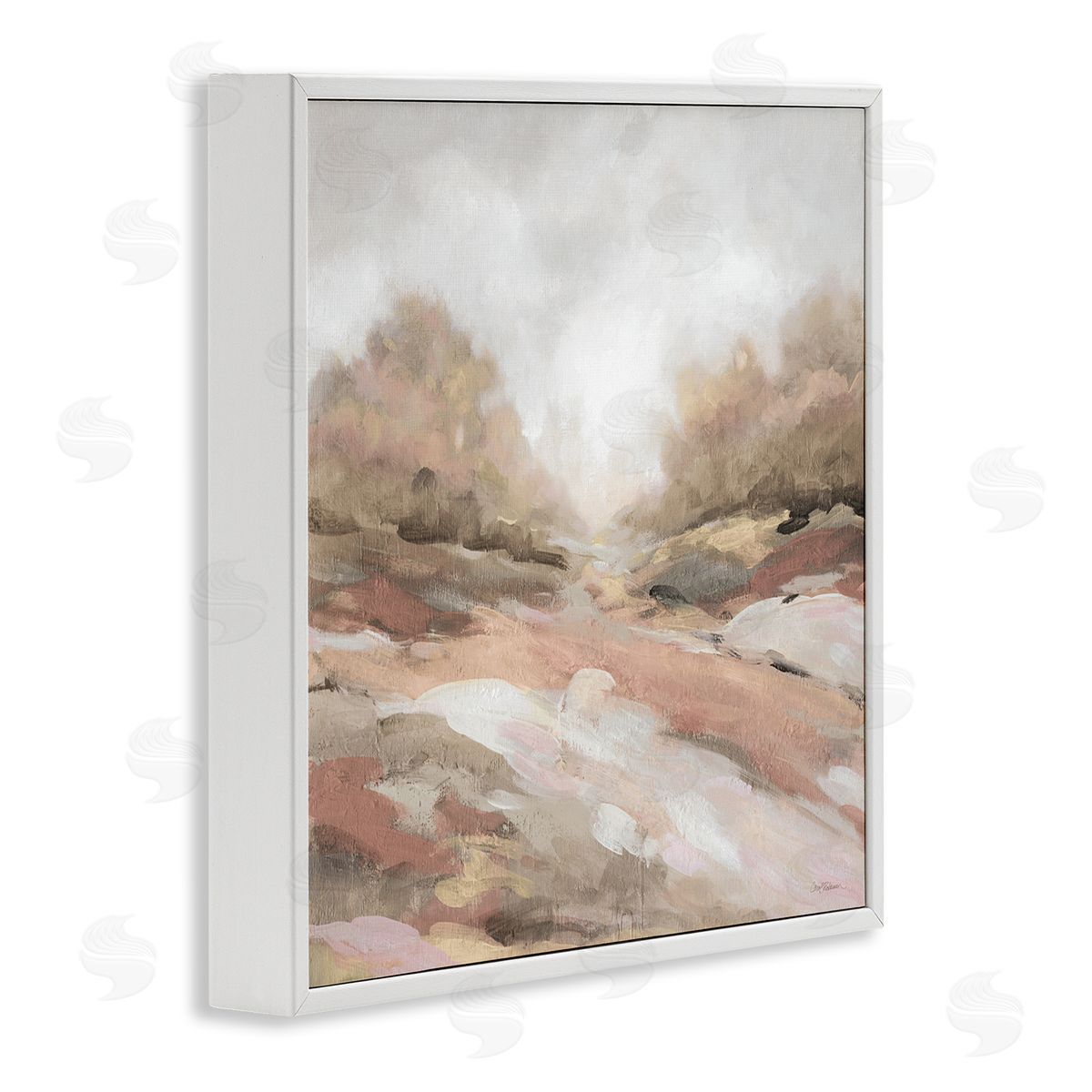 Carol Robinson Abstract Arid Desert Vegetation Hills Landscape Painting White Framed Glicee Wall Art Print
