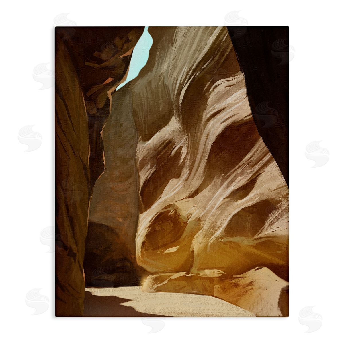 Ziwei Li Sandy Desert Cliffs Peaceful Arid Canyon Landscape Stretched Canvas Wall Art Print