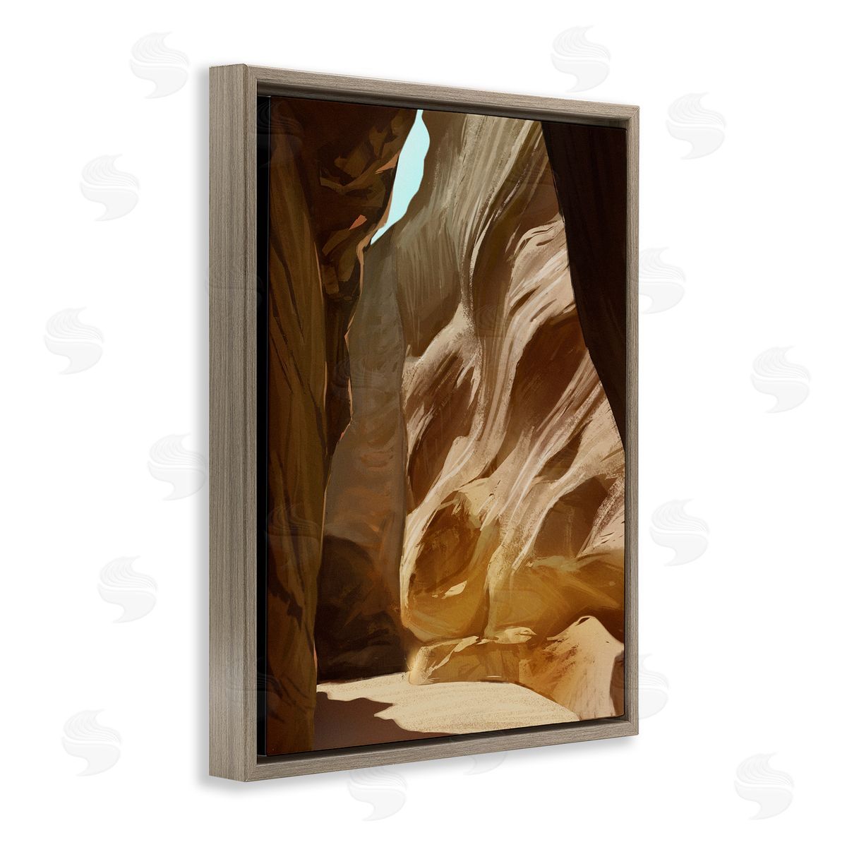 Ziwei Li Sandy Desert Cliffs Peaceful Arid Canyon Landscape Brown Floating Frame Canvas Wall Art Print