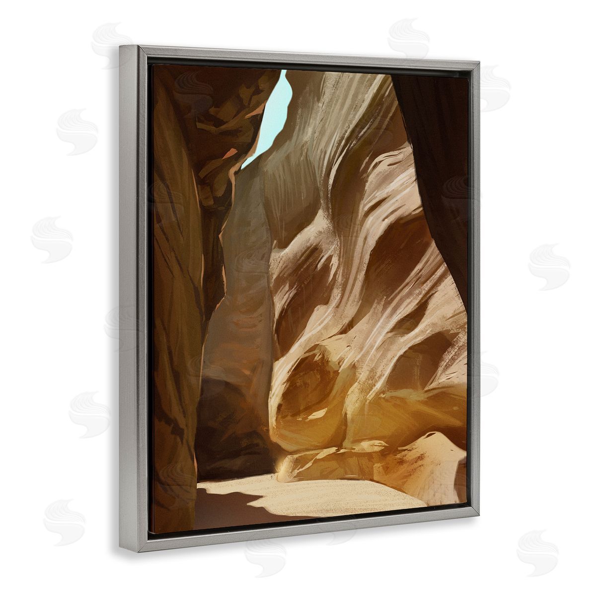 Ziwei Li Sandy Desert Cliffs Peaceful Arid Canyon Landscape Gray Floating Frame Canvas Wall Art Print