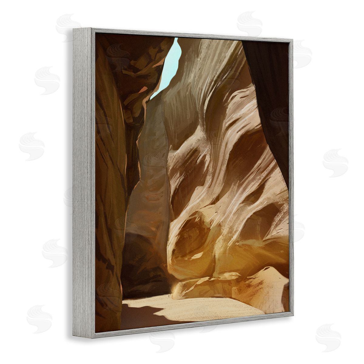 Ziwei Li Sandy Desert Cliffs Peaceful Arid Canyon Landscape Gray Framed Giclee Wall Art Print