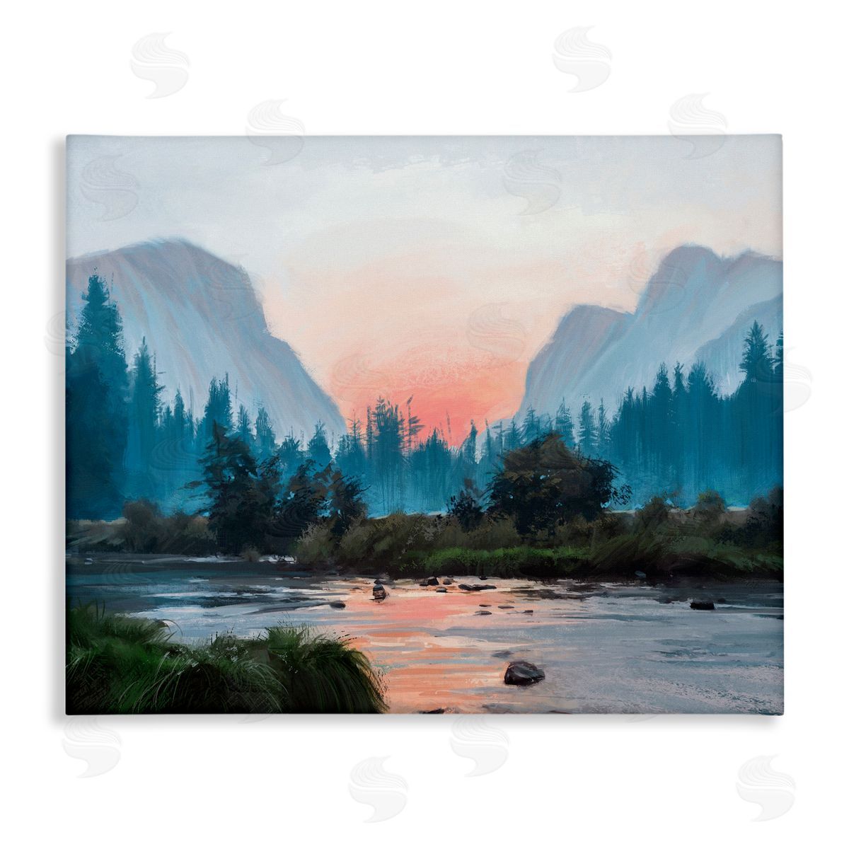 Ziwei Li Mountain Valley Tranquil Sunset Lake Reflection  Stretched Canvas Wall Art Print