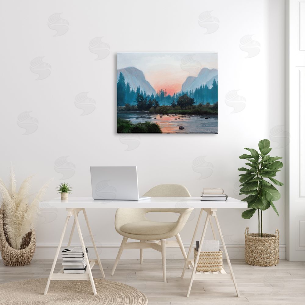 Ziwei Li Mountain Valley Tranquil Sunset Lake Reflection  Canvas Wall Art Print in Room