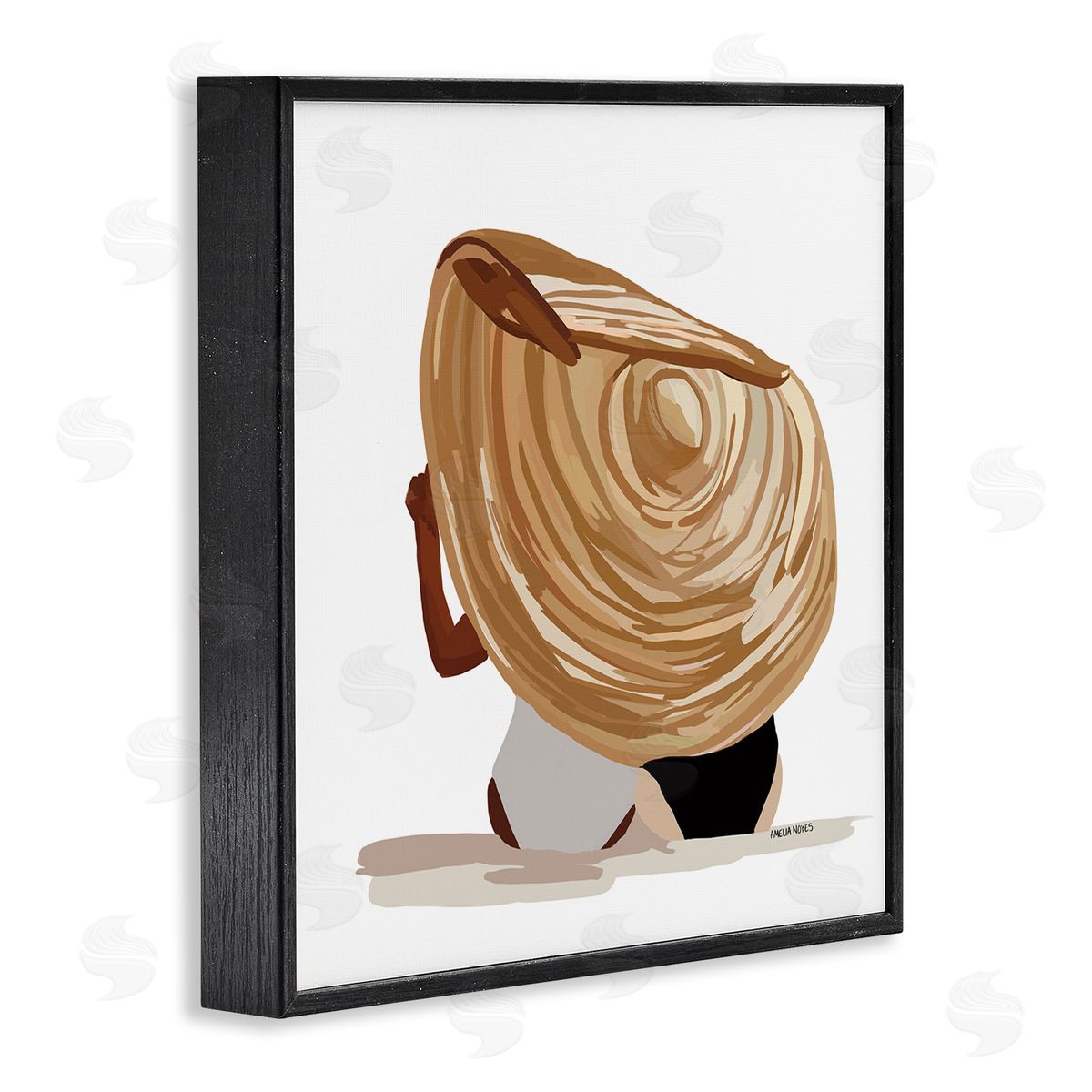 Amelia Noyes Beach Babe Friends Tropical Summer Sun Hat  Black Framed Glicee Wall Art Print