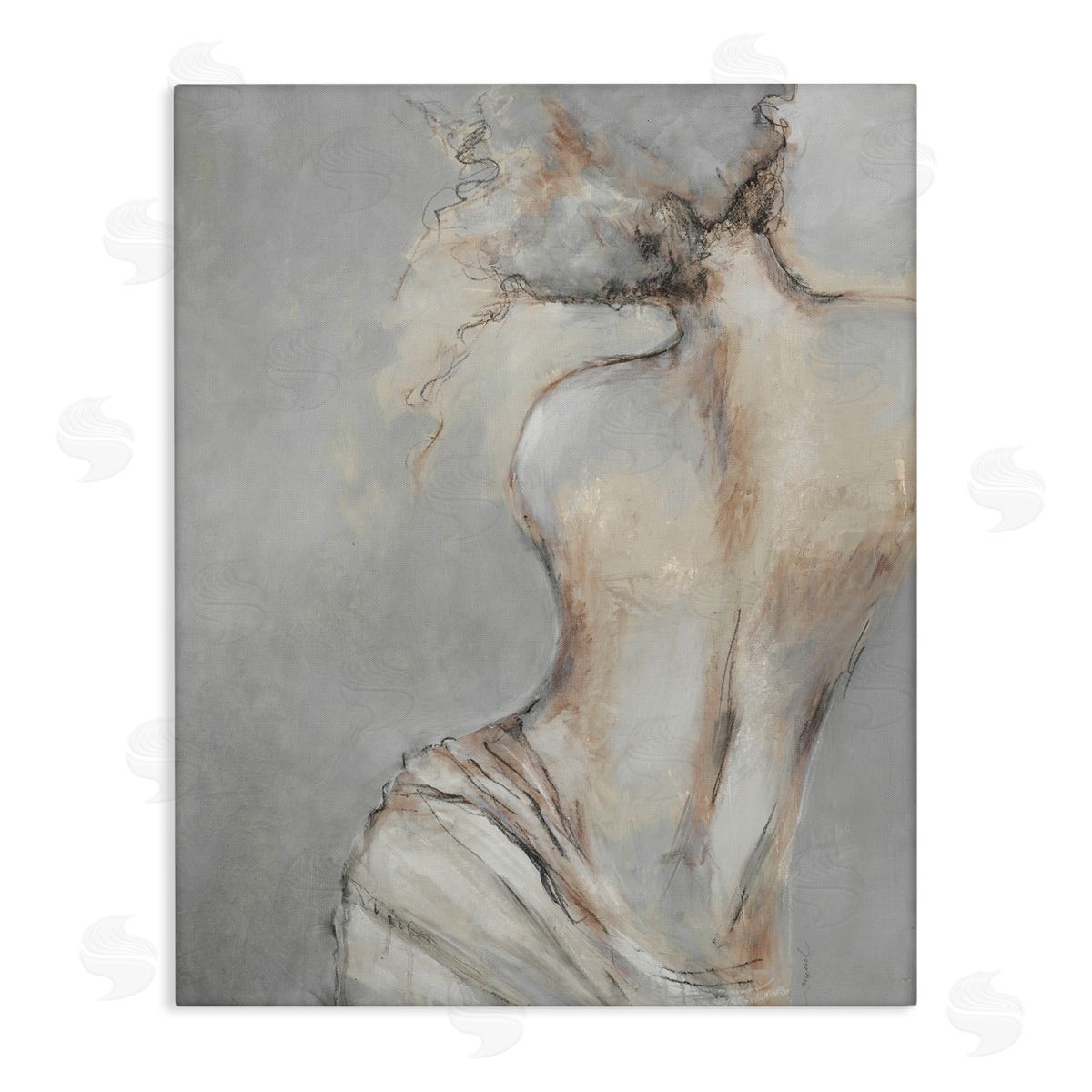 Traditional Nude Baroque Portrait Canvas Wall Art, Home Decor by Liz Jardine