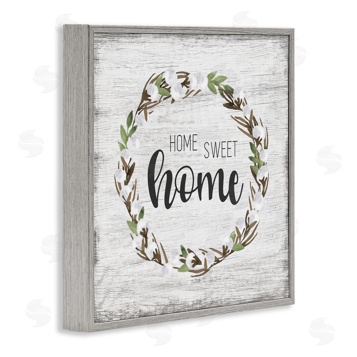 Natalie Carpentieri Rustic Wreath Sweet Home Calligraphy Country Sign Gray Framed Glicee Wall Art Print