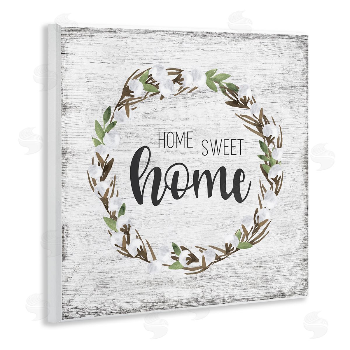 Natalie Carpentieri Rustic Wreath Sweet Home Calligraphy Country Sign Wooden Wall Plaque Art Print