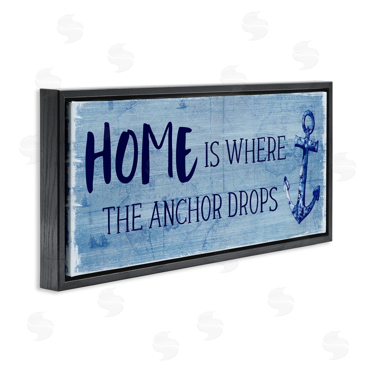 Home Is Where Anchor Drops Black Floating Frame Canvas Wall Art, Home Decor by Susan Jill