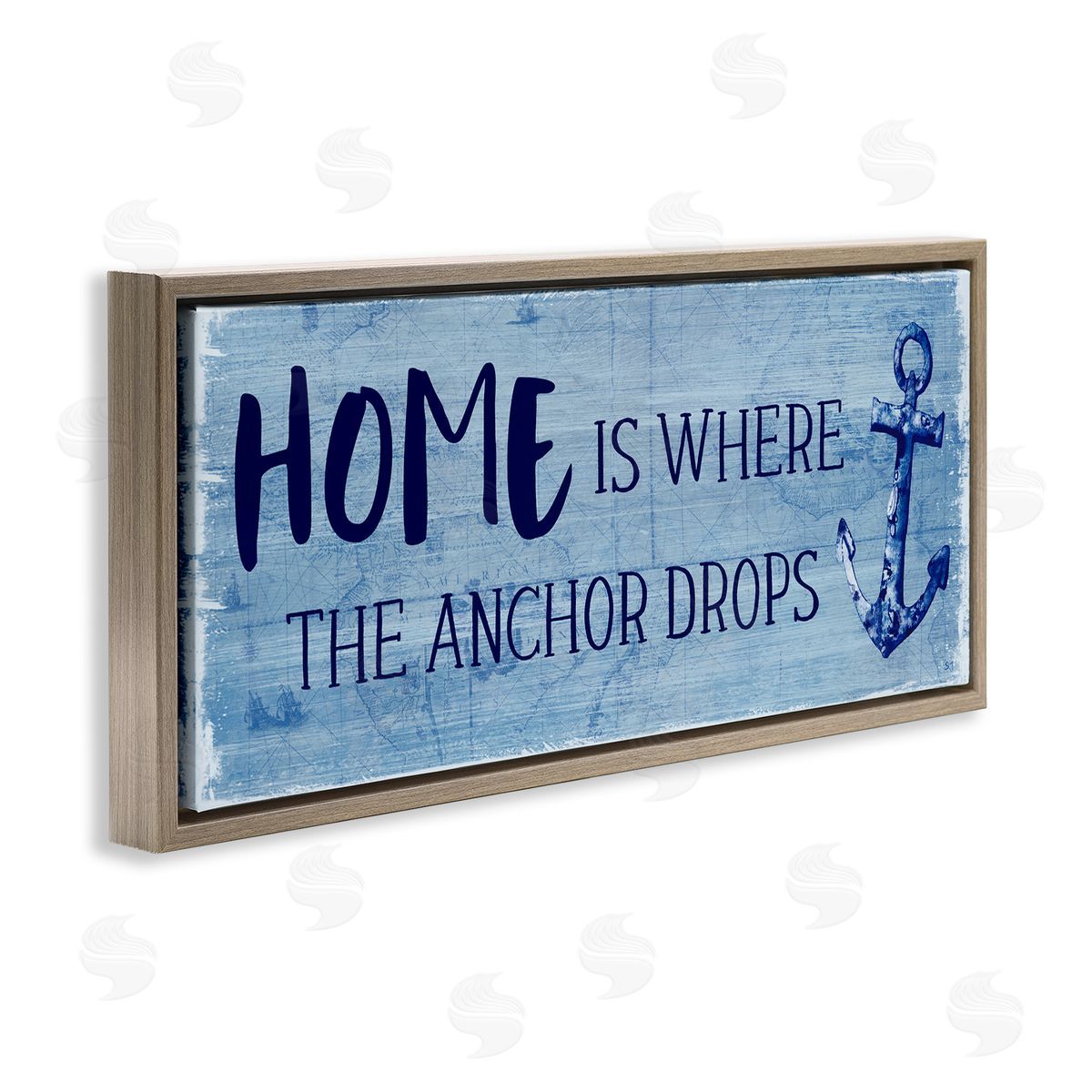 Home Is Where Anchor Drops Brown Floating Frame Canvas Wall Art, Home Decor by Susan Jill