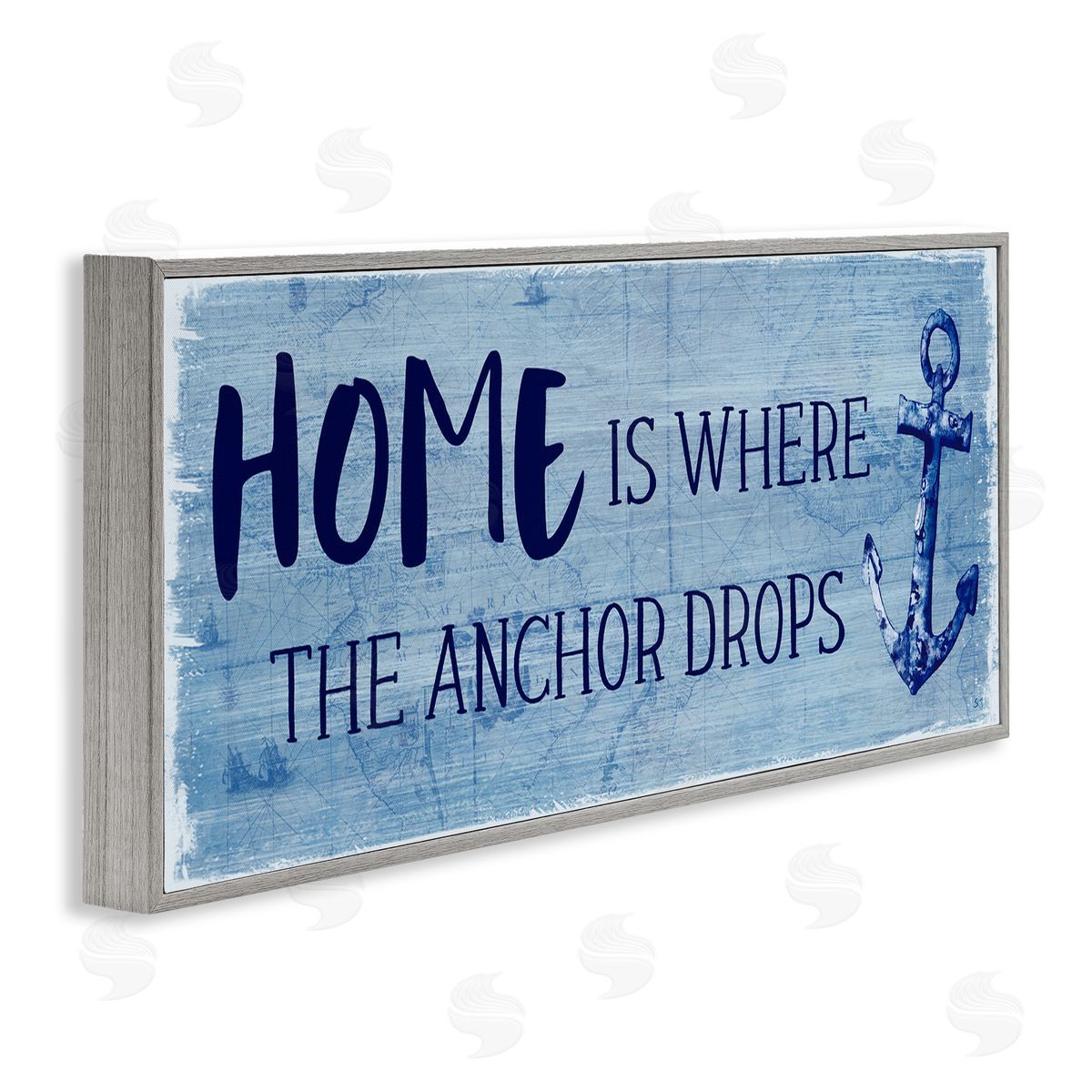 Home Is Where Anchor Drops Grey Frame Print Wall Art, Home Decor by Susan Jill