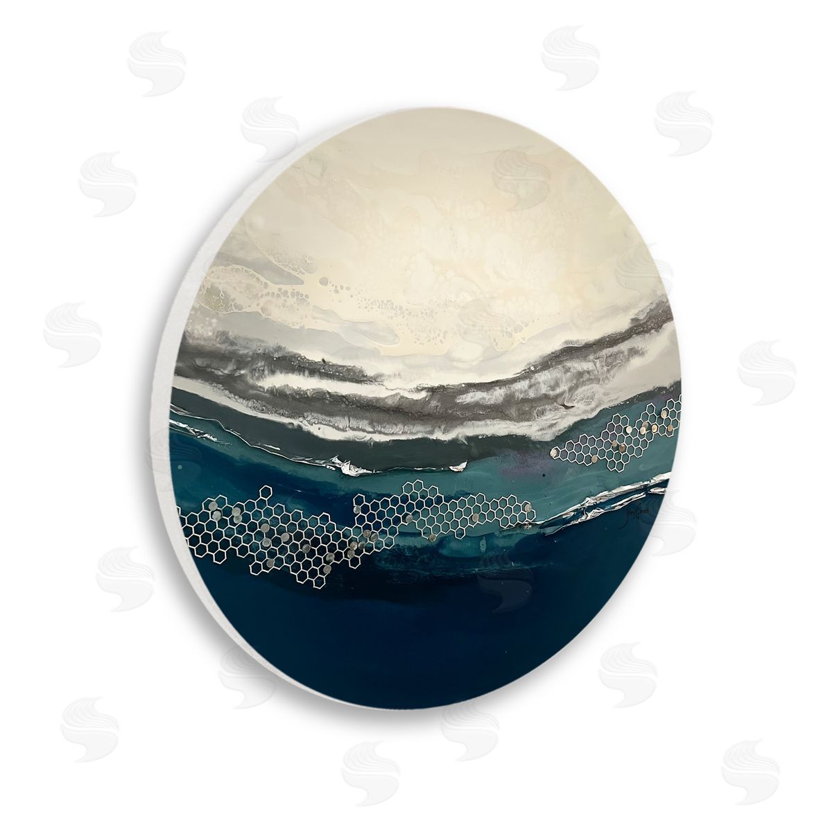 Stacy Gresell Ocean Shore Nautical Abstract Landscape Collage  Wooden Wall Plaque Art Print