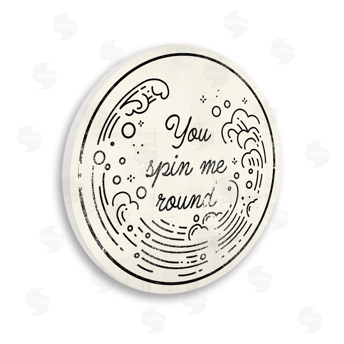 Victoria Barnes You Spin Me Round Nautical Romantic Waves Splashing Wooden Wall Plaque Art Print