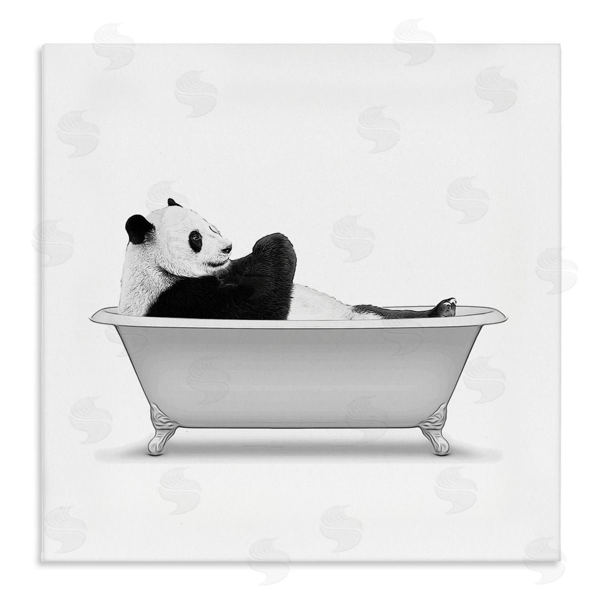 Annalisa Latella Panda Bear Bathing Claw Foot Tub  Stretched Canvas Wall Art Print