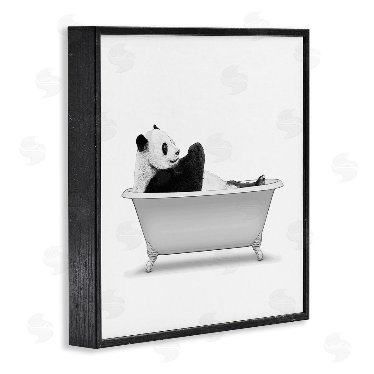 Annalisa Latella Panda Bear Bathing Claw Foot Tub  Black Framed Glicee Wall Art Print