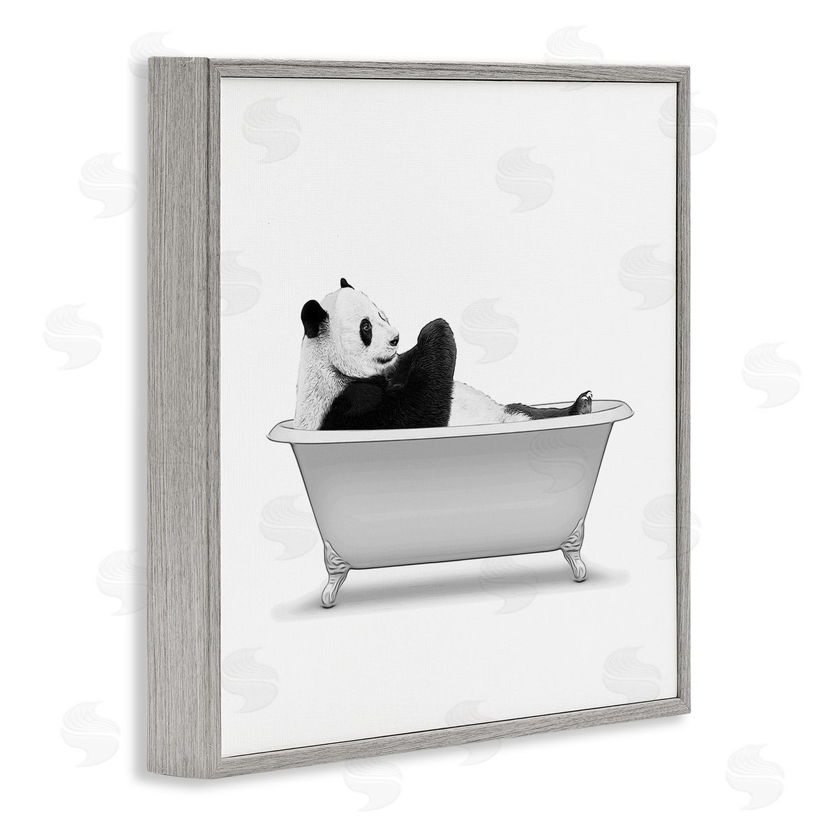 Annalisa Latella Panda Bear Bathing Claw Foot Tub  Gray Framed Glicee Wall Art Print