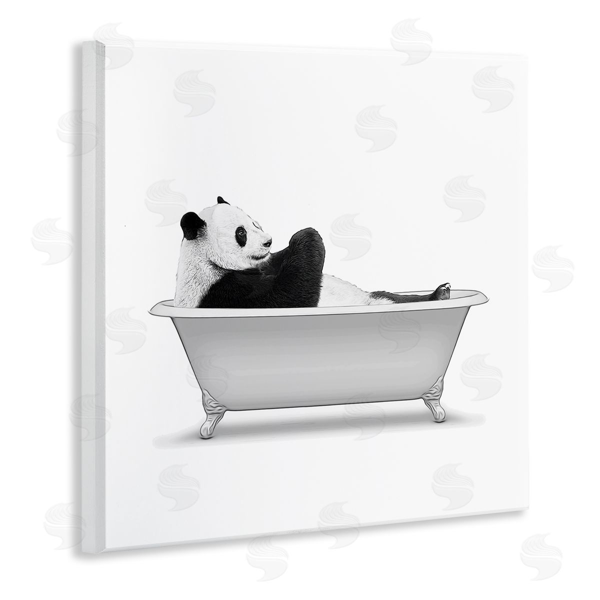 Annalisa Latella Panda Bear Bathing Claw Foot Tub  Wooden Wall Plaque Art Print