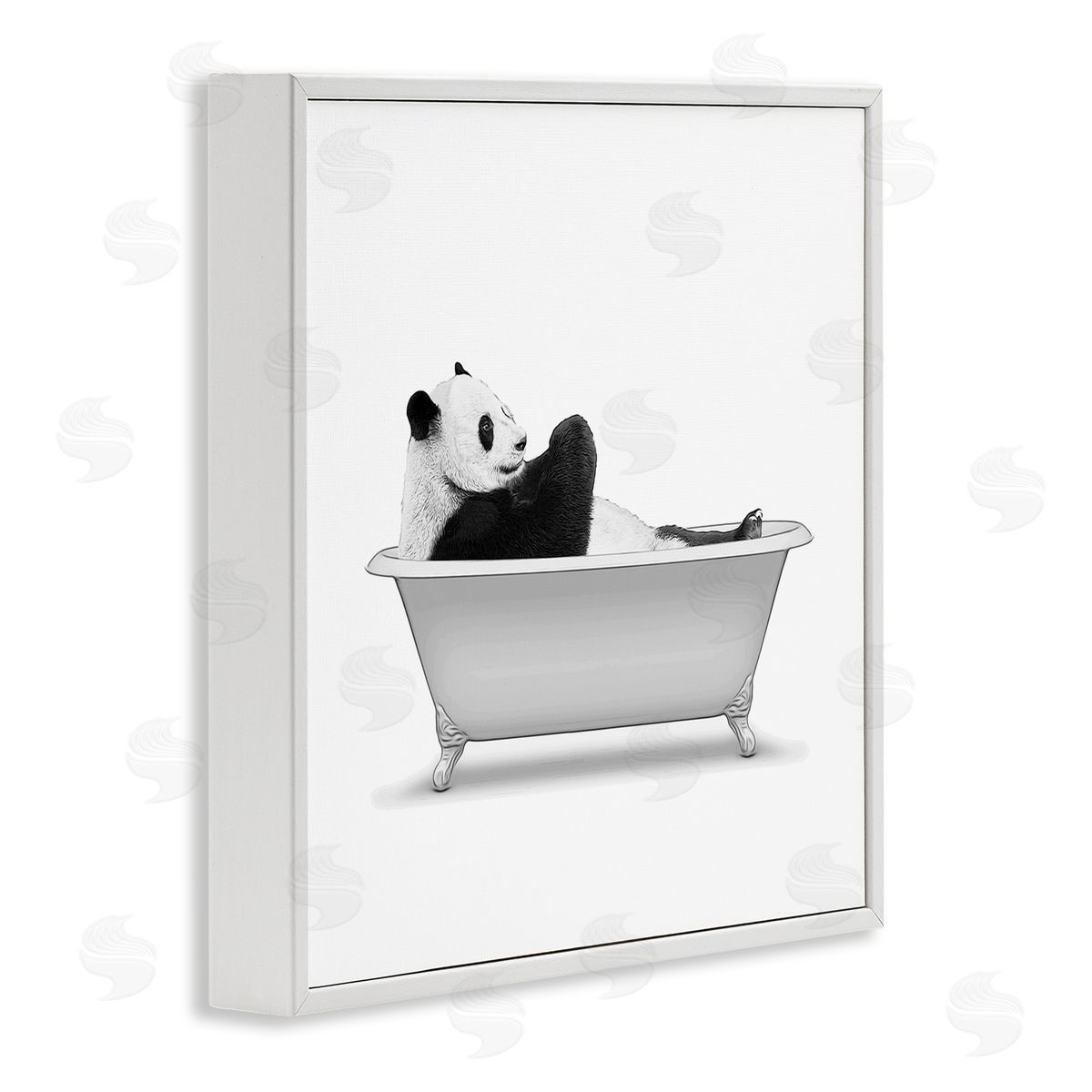 Annalisa Latella Panda Bear Bathing Claw Foot Tub  White Framed Glicee Wall Art Print