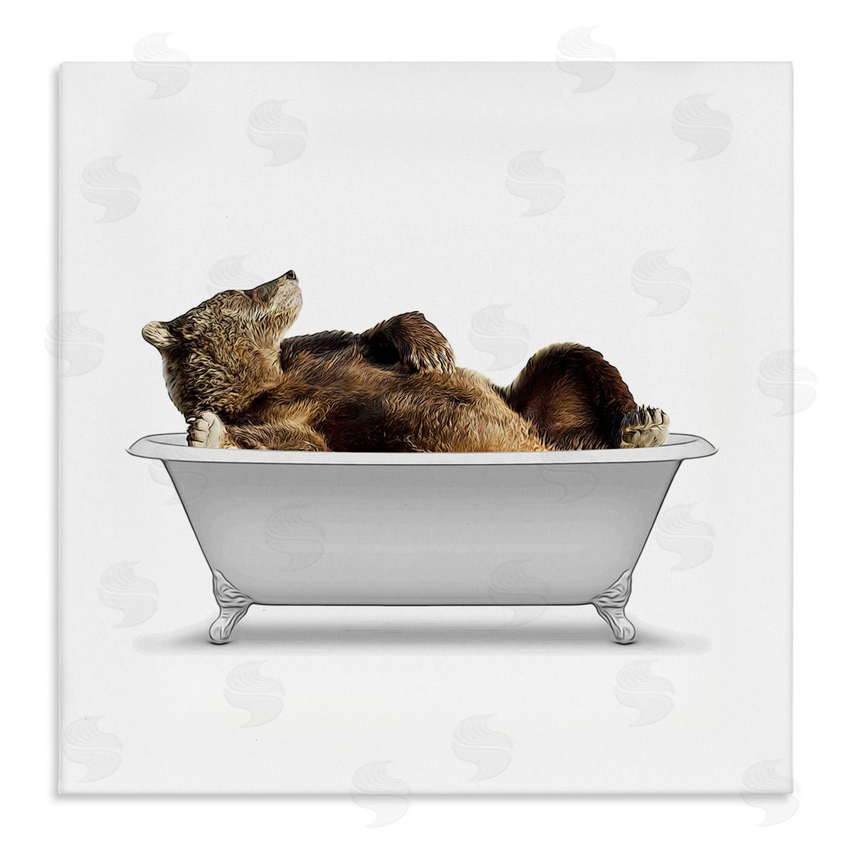 Annalisa Latella Bathroom Wildlife Bear in Tub Stretched Canvas Wall Art Print