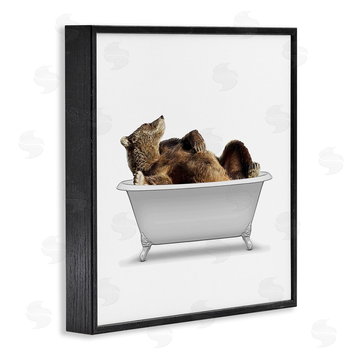 Annalisa Latella Bathroom Wildlife Bear in Tub Black Framed Glicee Wall Art Print