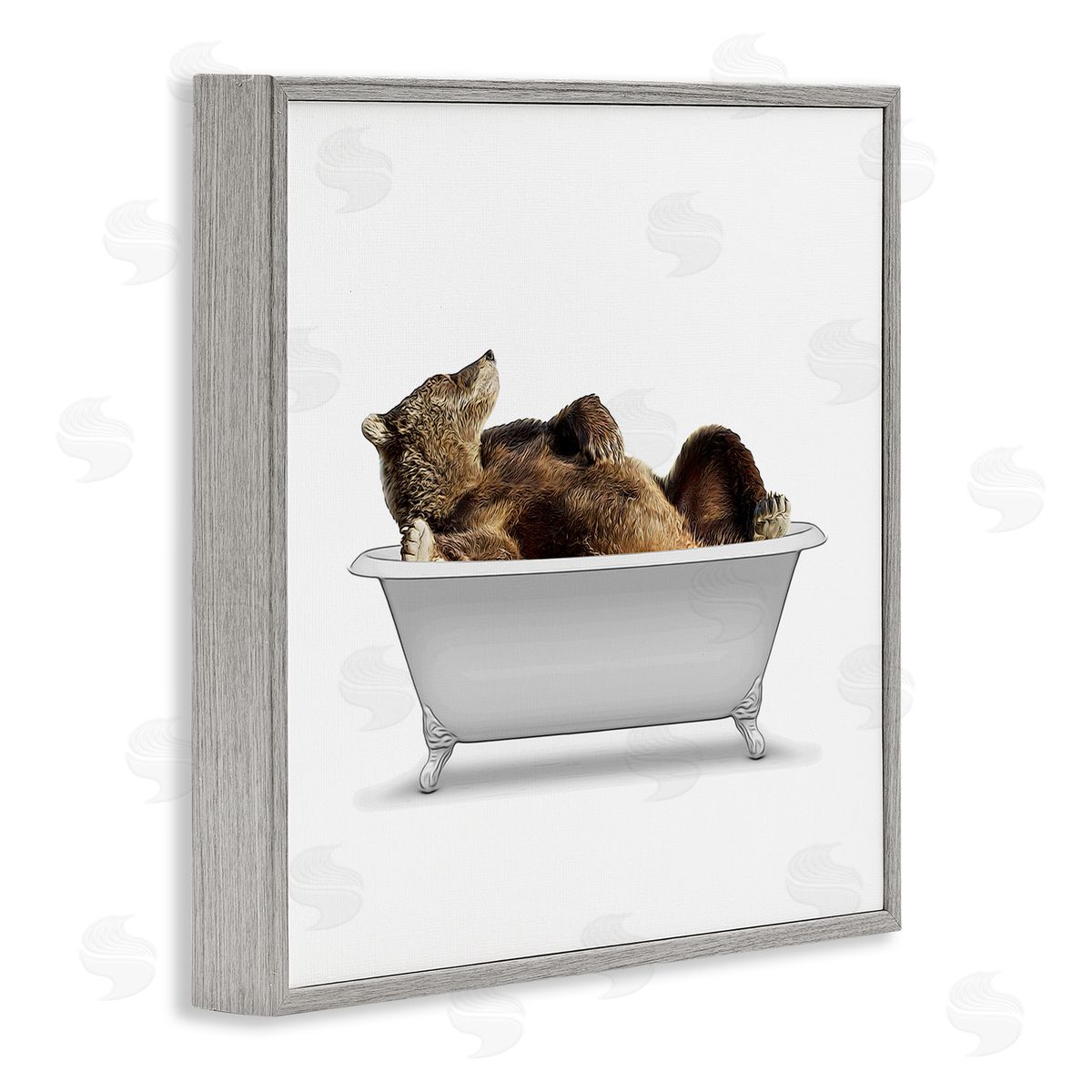 Annalisa Latella Bathroom Wildlife Bear in Tub Gray Framed Glicee Wall Art Print