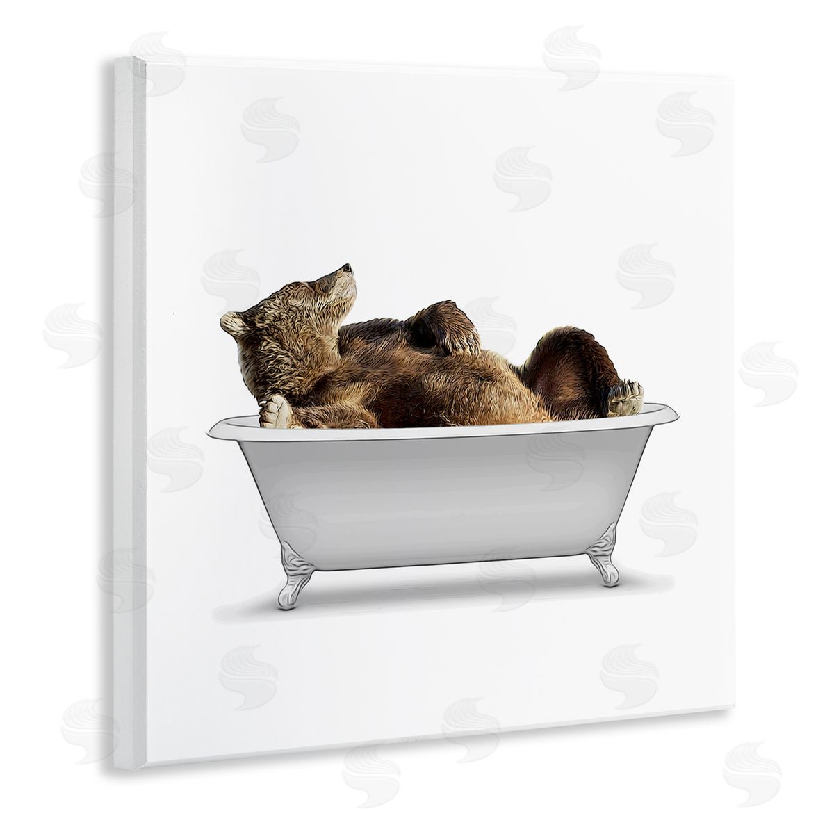 Annalisa Latella Bathroom Wildlife Bear in Tub Wooden Wall Plaque Art Print