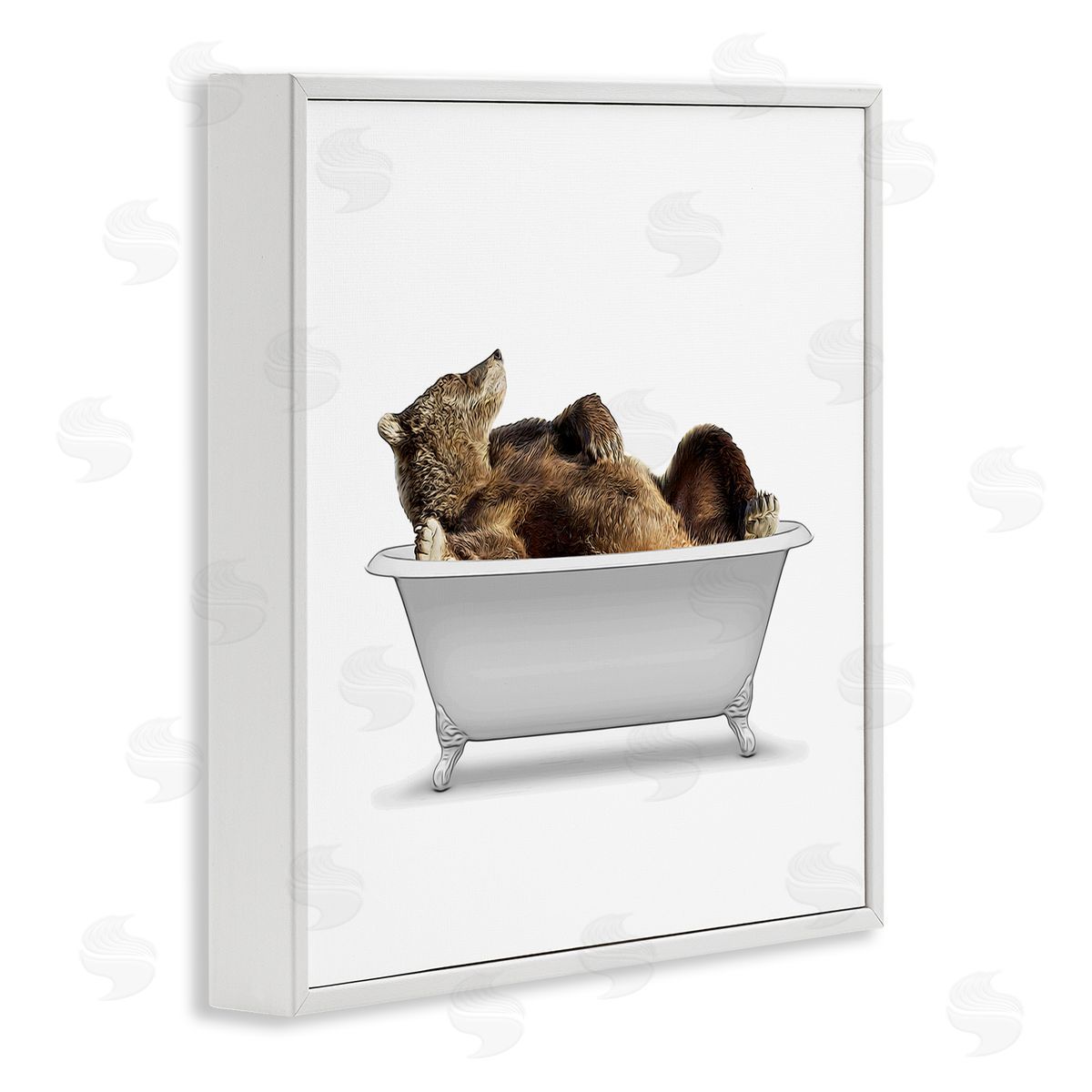 Annalisa Latella Bathroom Wildlife Bear in Tub White Framed Glicee Wall Art Print