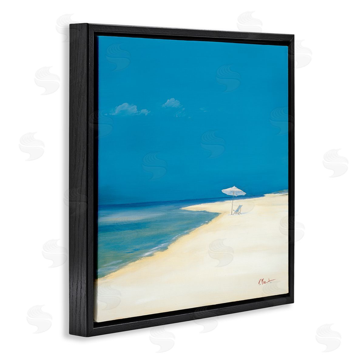 Paul Brent Beach Shoreline Summer Landscape Black Floating Frame Canvas Wall Art Print