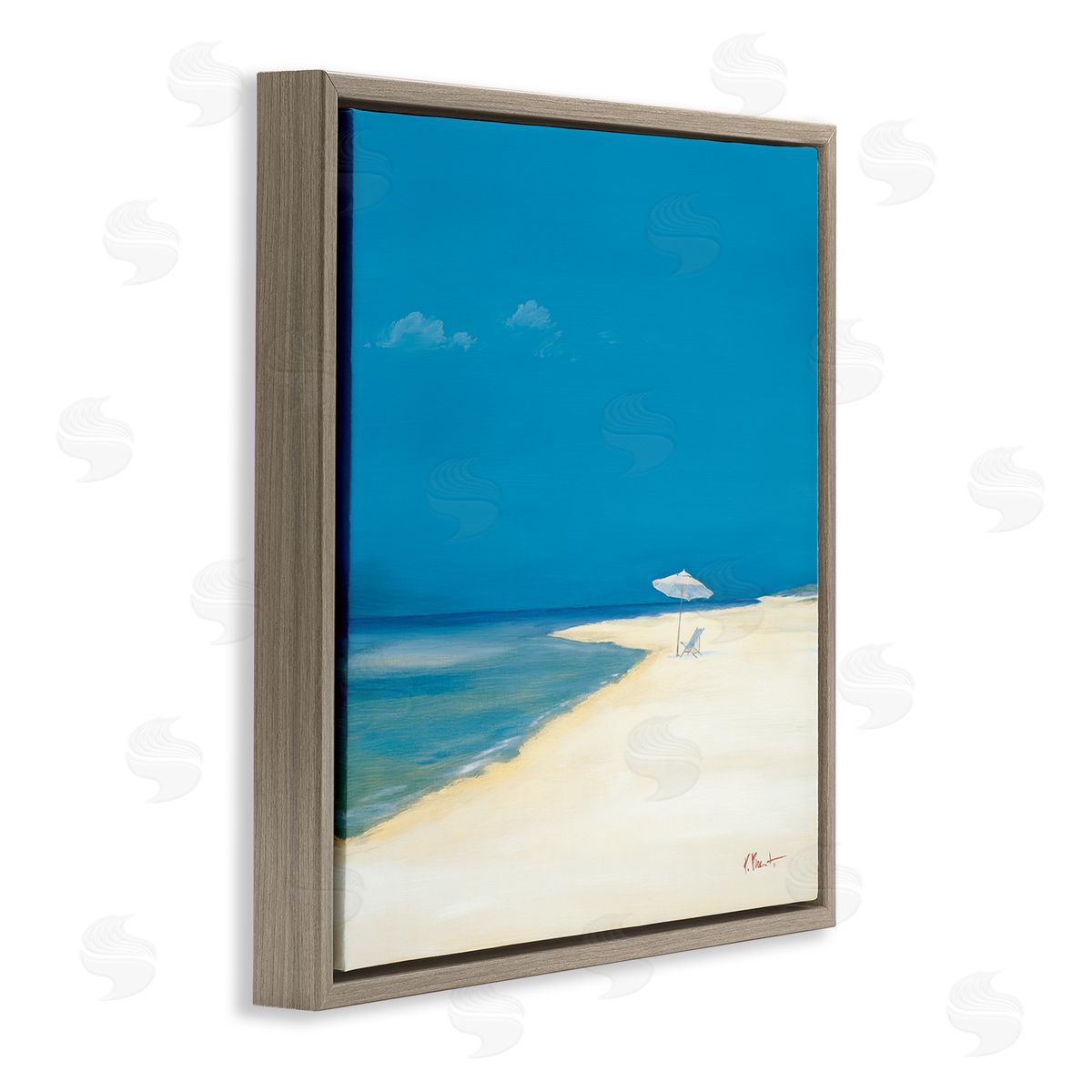 Paul Brent Beach Shoreline Summer Landscape Brown Floating Frame Canvas Wall Art Print