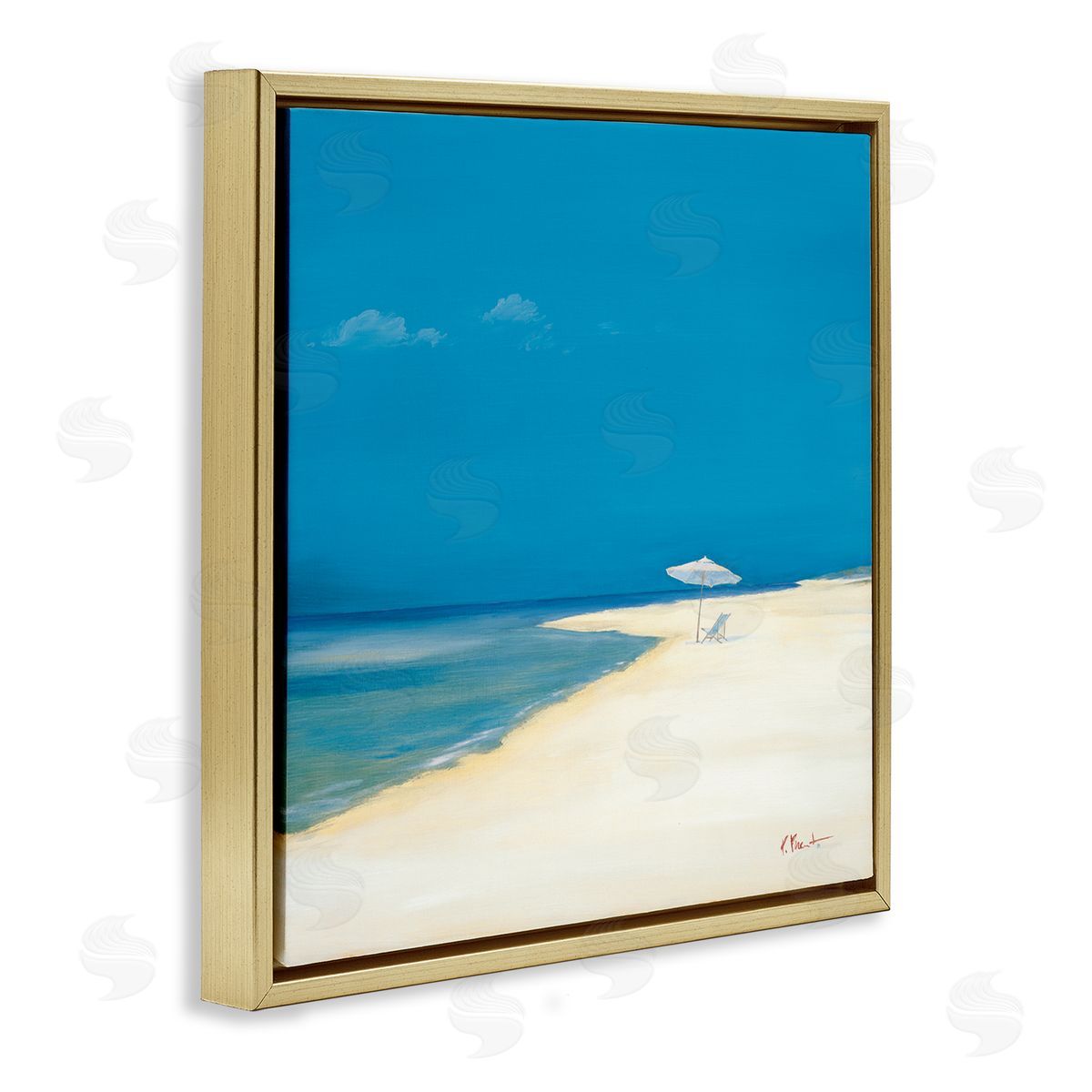 Paul Brent Beach Shoreline Summer Landscape Gold Floating Frame Canvas Wall Art Print